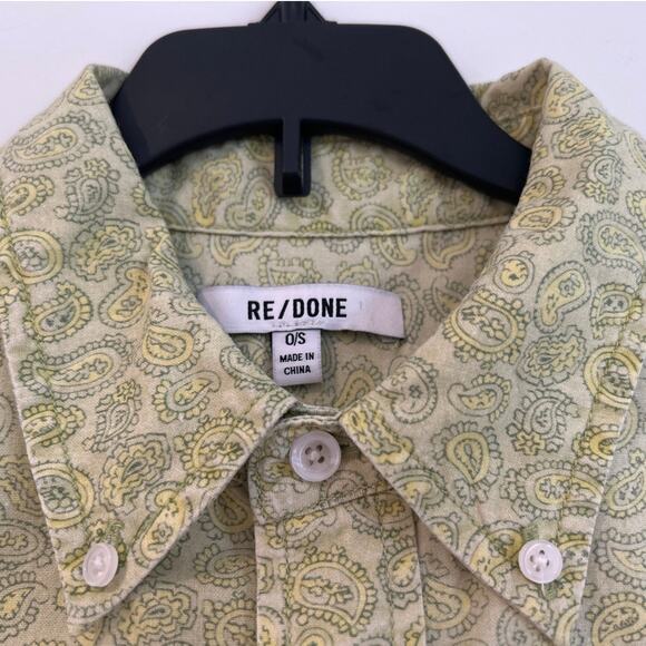 RE/DONE 70s Short Sleeve Shirt Citrus Paisley Cotton Button Front Top, Small - Picture 3 of 7